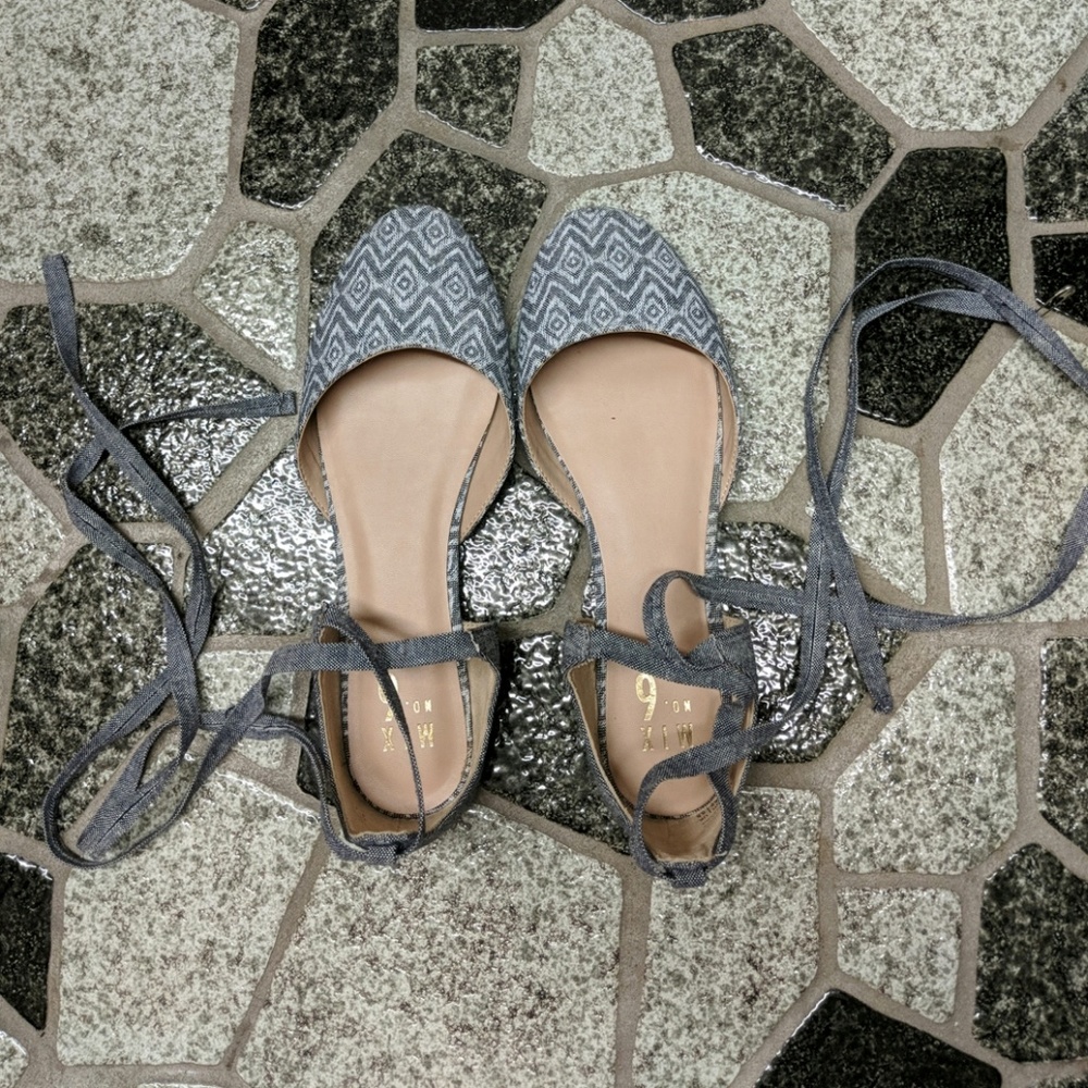 Lacing Flats, denim/navy, wrap around ancle tie